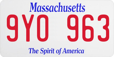 MA license plate 9YO963
