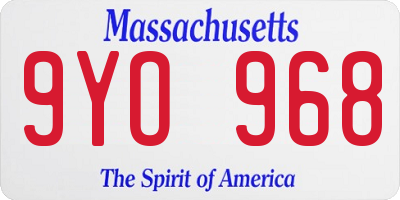MA license plate 9YO968