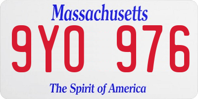 MA license plate 9YO976