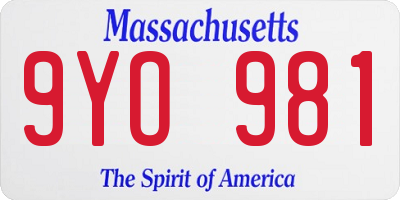 MA license plate 9YO981