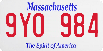 MA license plate 9YO984