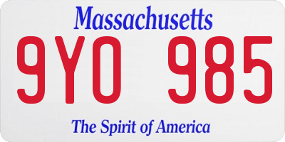 MA license plate 9YO985