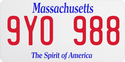 MA license plate 9YO988
