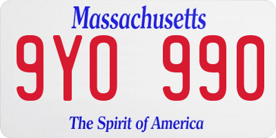 MA license plate 9YO990