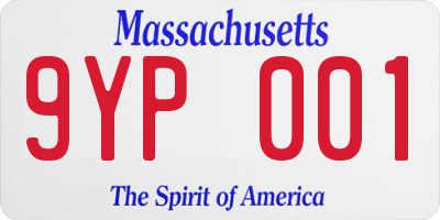 MA license plate 9YP001