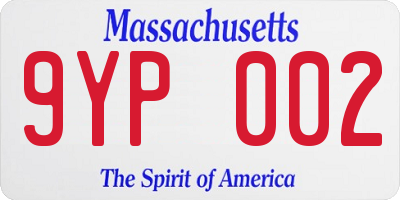 MA license plate 9YP002