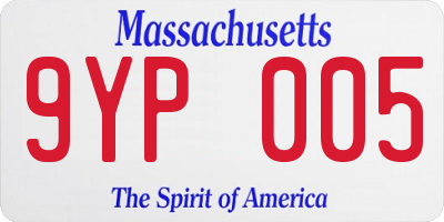 MA license plate 9YP005
