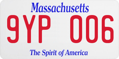 MA license plate 9YP006