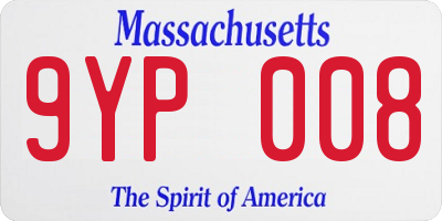 MA license plate 9YP008