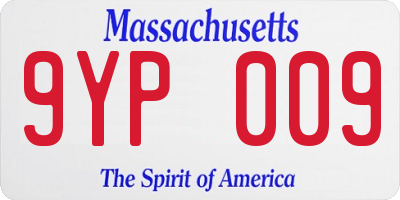 MA license plate 9YP009