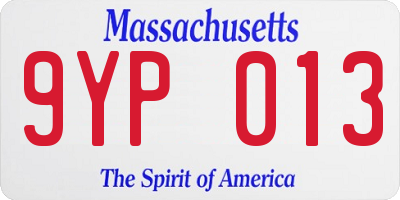 MA license plate 9YP013
