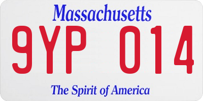MA license plate 9YP014