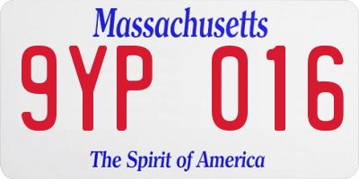 MA license plate 9YP016