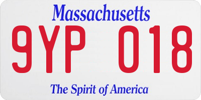 MA license plate 9YP018