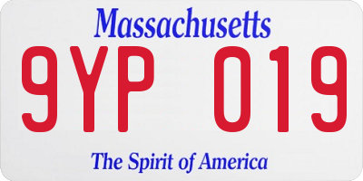 MA license plate 9YP019