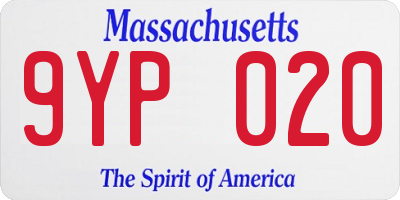 MA license plate 9YP020