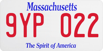 MA license plate 9YP022