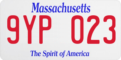 MA license plate 9YP023