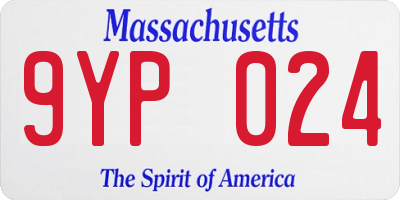 MA license plate 9YP024