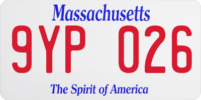 MA license plate 9YP026