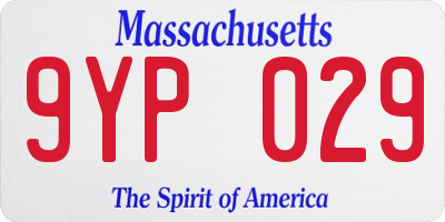 MA license plate 9YP029