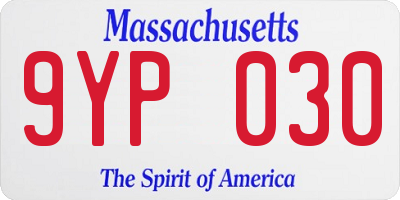 MA license plate 9YP030