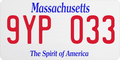 MA license plate 9YP033