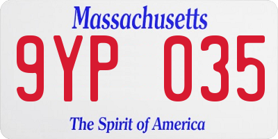 MA license plate 9YP035
