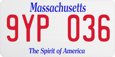 MA license plate 9YP036