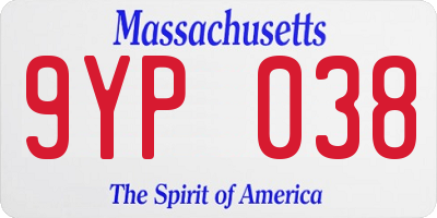 MA license plate 9YP038
