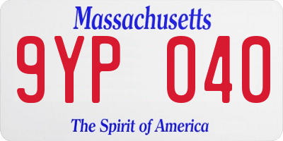 MA license plate 9YP040