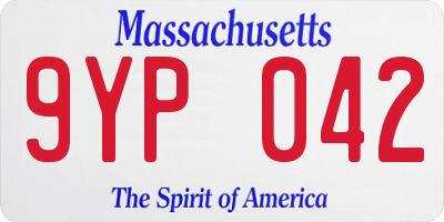 MA license plate 9YP042