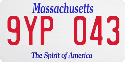 MA license plate 9YP043