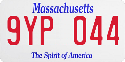 MA license plate 9YP044