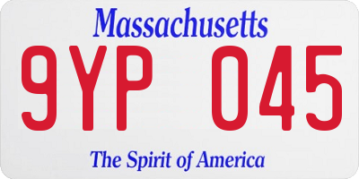MA license plate 9YP045