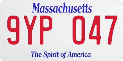 MA license plate 9YP047