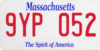 MA license plate 9YP052