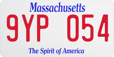 MA license plate 9YP054