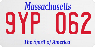 MA license plate 9YP062