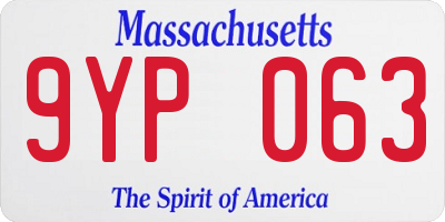 MA license plate 9YP063