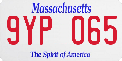MA license plate 9YP065