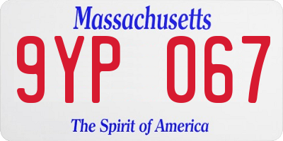 MA license plate 9YP067