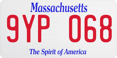MA license plate 9YP068