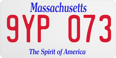 MA license plate 9YP073