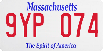 MA license plate 9YP074