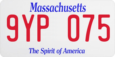 MA license plate 9YP075