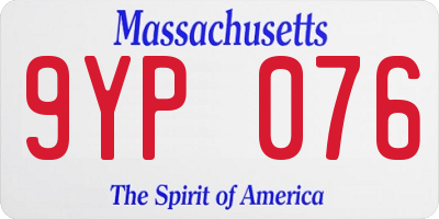 MA license plate 9YP076