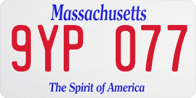 MA license plate 9YP077