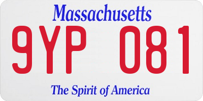 MA license plate 9YP081