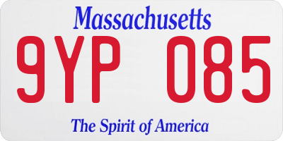 MA license plate 9YP085